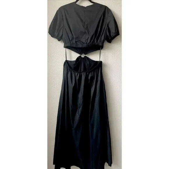 New Staud Calypso Black Cut Out Short Sleeve Maxi Dress Size Large - Picture 6 of 6